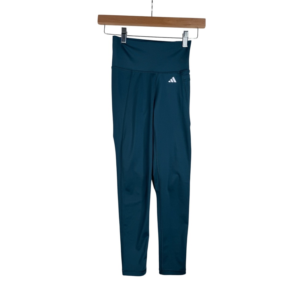 Adidas Women's High Rise Tight Fit Activewear Leggings size XS Teal Blue